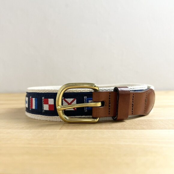 Leather Man LTD Other - Leather Man Ltd Belt Handmade Nautical Flag Embroidered Connecticut USA Sz 32